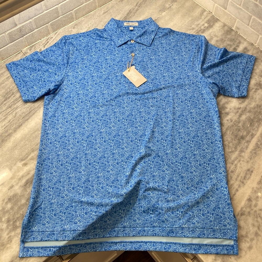 Peter Millar Blue Patterned Polo Shirt